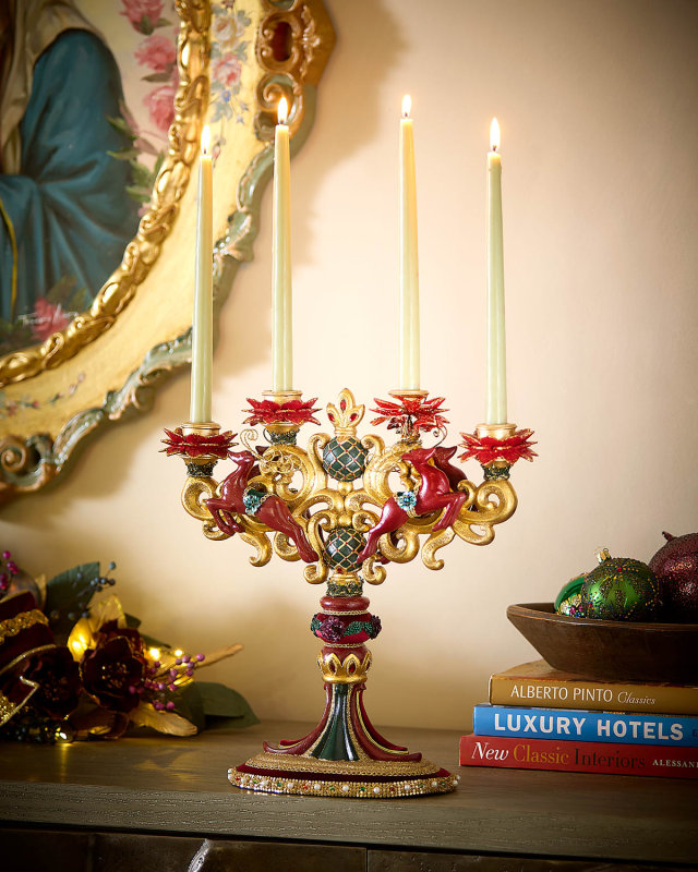Winter Balsam and Berry Candelabra with Deer